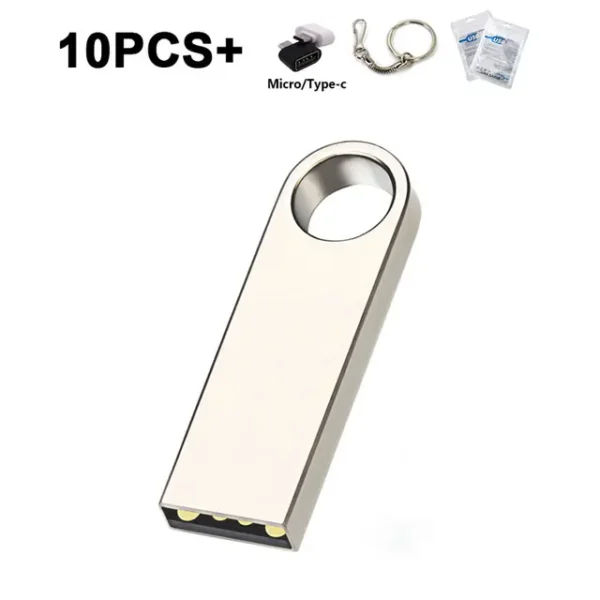10PCS Free custom logo Metal Pen Drive  Flash Disk  For Publicity Gift typec and Chain USB Stick 512MB 4GB 8GB 32GB 64GB 128GB