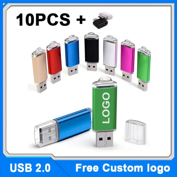 10PCS/Wholesale Free custom logo USB Flash Drive Pen Drive typec to usb 1GB 2GB 4GB 8GB 16GB 32G  64GB 128GB Memory Flash Disk