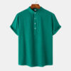 Casual Solid Color Shirt Short Sleeve Shirt Beach T-Shirt Tops Summer Mens Clothing
