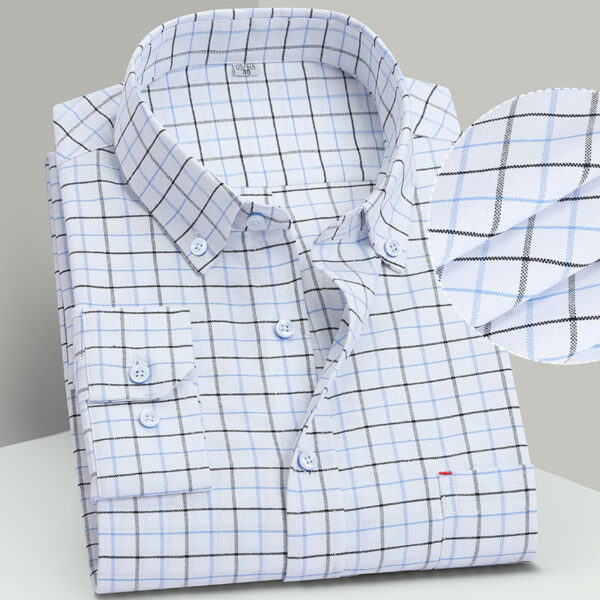 Men'S Plus Size Cotton Oxford Plaid Shirt