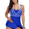 Women Halter plus size Tankini Swimsuits Beach Wear Padded Bathing Trunks Dress Briefs Suit Swimwear