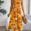 Flowers Print Suspender Corset Dress Ins Fashion Holiday Beach Long Dresses Summer Clothing For Women