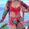 2024 String Three Piece High Waist Bikini Women Push Up Swimwear Female Swimsuit Bathers Bathing Swimming Suit Beachwear Summer