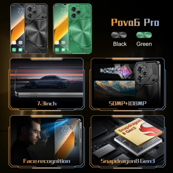 2024 smartphone Pova 6 Pro unlocks high-definition screen with a 7.3-inch 22GB+2TB 5G dual analog Celulares Android 14 8000mAh