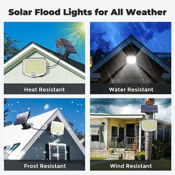 210LED Outdoor Solar Flood Light,Independent Solar Panel Security Light with Power Cord, IP65 Waterproof for Porch Garden Garage