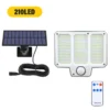 210LED Outdoor Solar Flood Light,Independent Solar Panel Security Light with Power Cord, IP65 Waterproof for Porch Garden Garage