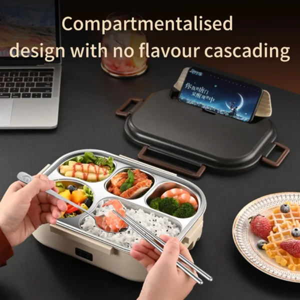 220V Portable Electric Heated Lunch Box Multi-function Car Home Heated Lunch Box Set Stainless Steel Insulated Lunch Box