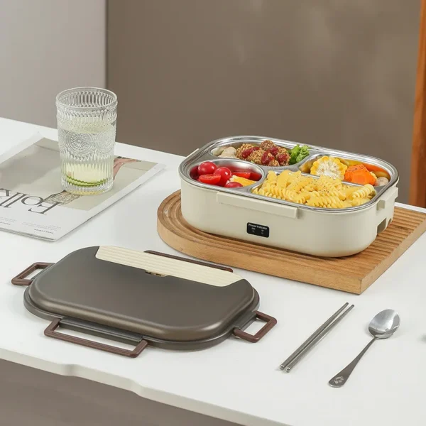 220V Portable Electric Heated Lunch Box Multi-function Car Home Heated Lunch Box Set Stainless Steel Insulated Lunch Box