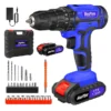 26 PCS Cordless Drill Driver Electric Screwdriver Set for DIY Drilling Walls,25+1 Torque Power Drills,LED Work Light Kitbox