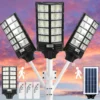 3 Pcs Waterproof Solar Street Light, Solar Energy 240 Degree Coverage Area Garden Lamp, 1152 Light Beads Outdoor Light, Large Ca