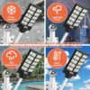 3 Pcs Waterproof Solar Street Light, Solar Energy 240 Degree Coverage Area Garden Lamp, 1152 Light Beads Outdoor Light, Large Ca