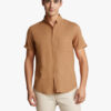 Solid-color Short-sleeved Lapel Shirt Summer Breathable Cotton And Linen Top Mens Clothing