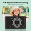 4K Photography Camcorder Front Rear Cam Campus Selfie Mini Retro Camera with Flashlight Entry-Level Small Students Selfie Camera