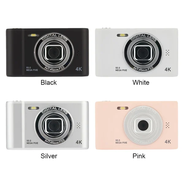 4K Photography Camcorder Front Rear Cam Campus Selfie Mini Retro Camera with Flashlight Entry-Level Small Students Selfie Camera