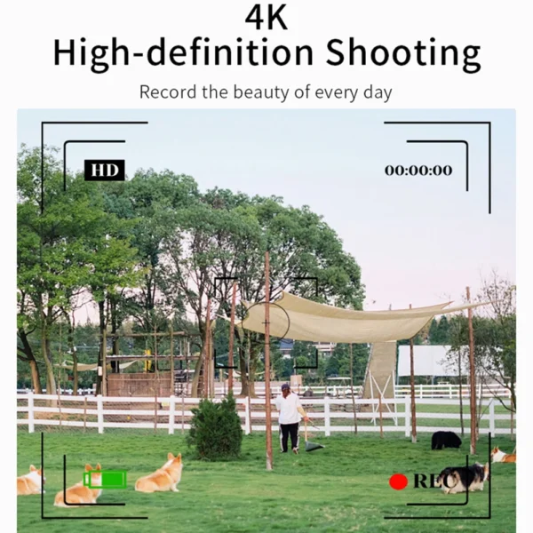 4K Photography Camcorder Front Rear Cam Campus Selfie Mini Retro Camera with Flashlight Entry-Level Small Students Selfie Camera
