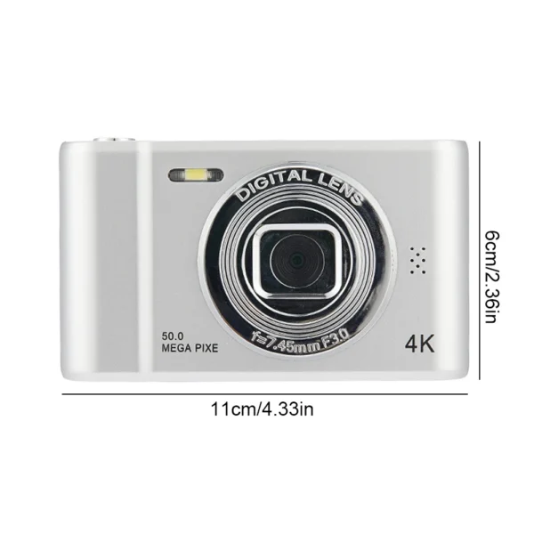 4K Photography Camcorder Front Rear Cam Campus Selfie Mini Retro Camera with Flashlight Entry-Level Small Students Selfie Camera