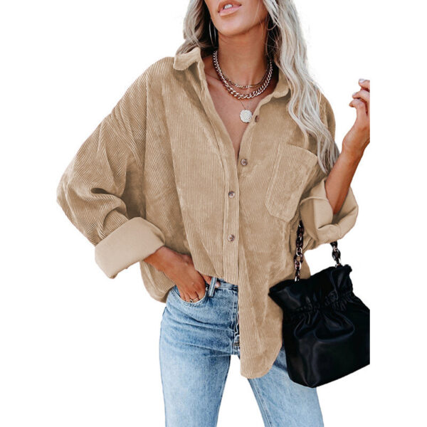 Autumn And Winter Women's Shirts Solid Color Lapel Pit Casual Jacket
