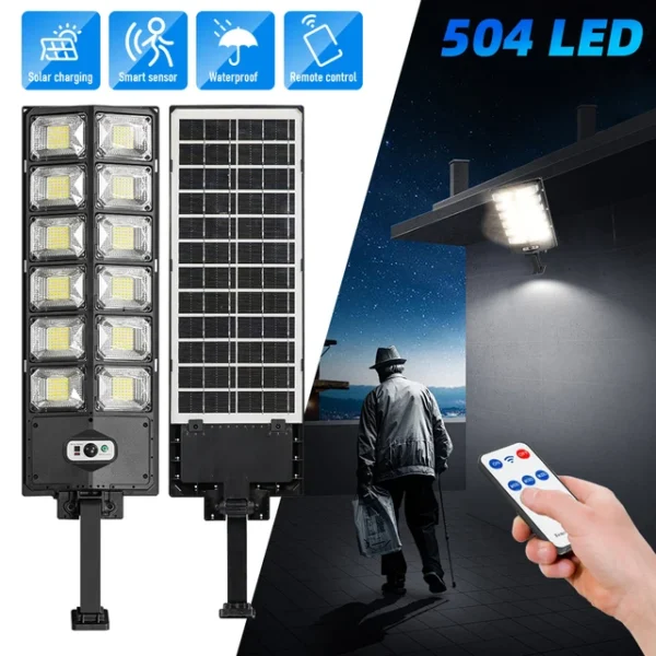 504 LED Powerful Solar Lights Outdoor Motion Sensor External Waterproof Street Light 12000 Lumen Dusk to Dawn Garden Road Lamp