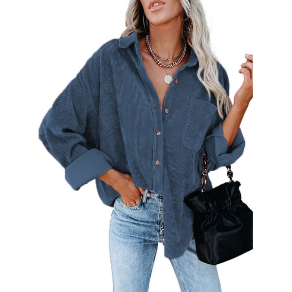 Autumn And Winter Women's Shirts Solid Color Lapel Pit Casual Jacket