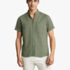 Solid-color Short-sleeved Lapel Shirt Summer Breathable Cotton And Linen Top Mens Clothing