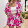 Printed 5-point Sleeve Cardigan Shirt And Shorts Two-piece Set