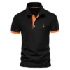 AIOPESON Men's Embroidered Cotton Polo Shirt: Slim Fit Solid Color Casual Polo for Summer Fashion