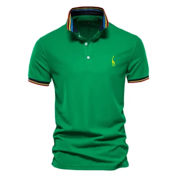 526529806 AIOPESON Men's Embroidered Cotton Polo Shirt: Slim Fit Solid Color Casual Polo for Summer Fashion