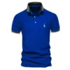 AIOPESON Men's Embroidered Cotton Polo Shirt: Slim Fit Solid Color Casual Polo for Summer Fashion