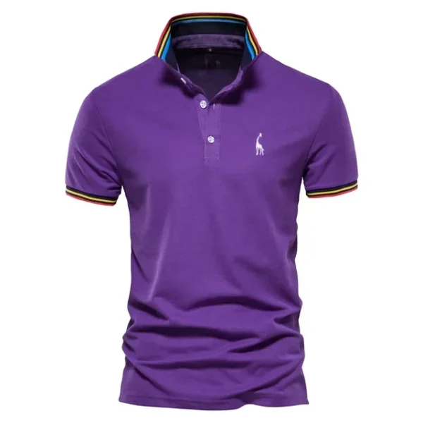 526529807 AIOPESON Men's Embroidered Cotton Polo Shirt: Slim Fit Solid Color Casual Polo for Summer Fashion