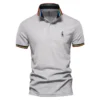 AIOPESON Men's Embroidered Cotton Polo Shirt: Slim Fit Solid Color Casual Polo for Summer Fashion