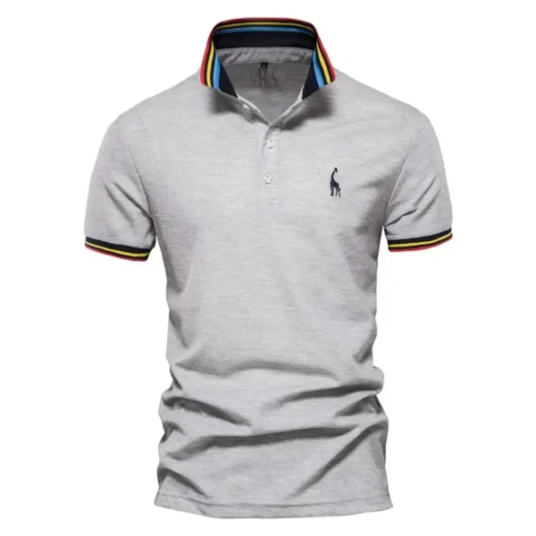 526529808 AIOPESON Men's Embroidered Cotton Polo Shirt: Slim Fit Solid Color Casual Polo for Summer Fashion