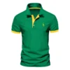 AIOPESON Men's Embroidered Cotton Polo Shirt: Slim Fit Solid Color Casual Polo for Summer Fashion