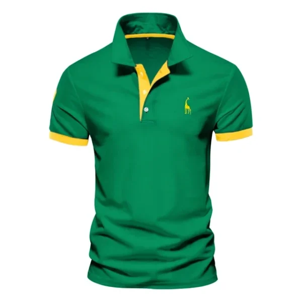 526529810 AIOPESON Men's Embroidered Cotton Polo Shirt: Slim Fit Solid Color Casual Polo for Summer Fashion