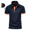 AIOPESON Men's Embroidered Cotton Polo Shirt: Slim Fit Solid Color Casual Polo for Summer Fashion