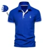 AIOPESON Men's Embroidered Cotton Polo Shirt: Slim Fit Solid Color Casual Polo for Summer Fashion