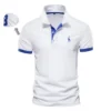 AIOPESON Men's Embroidered Cotton Polo Shirt: Slim Fit Solid Color Casual Polo for Summer Fashion