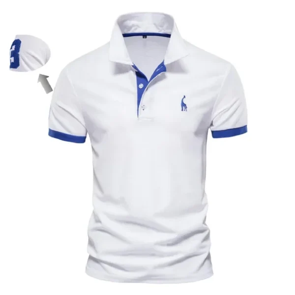 526529814 AIOPESON Men's Embroidered Cotton Polo Shirt: Slim Fit Solid Color Casual Polo for Summer Fashion