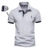 AIOPESON Men's Embroidered Cotton Polo Shirt: Slim Fit Solid Color Casual Polo for Summer Fashion