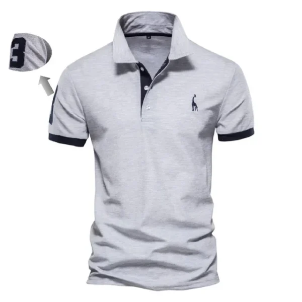 526529815 AIOPESON Men's Embroidered Cotton Polo Shirt: Slim Fit Solid Color Casual Polo for Summer Fashion