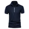 AIOPESON Men's Embroidered Cotton Polo Shirt: Slim Fit Solid Color Casual Polo for Summer Fashion