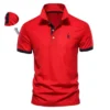 AIOPESON Men's Embroidered Cotton Polo Shirt: Slim Fit Solid Color Casual Polo for Summer Fashion