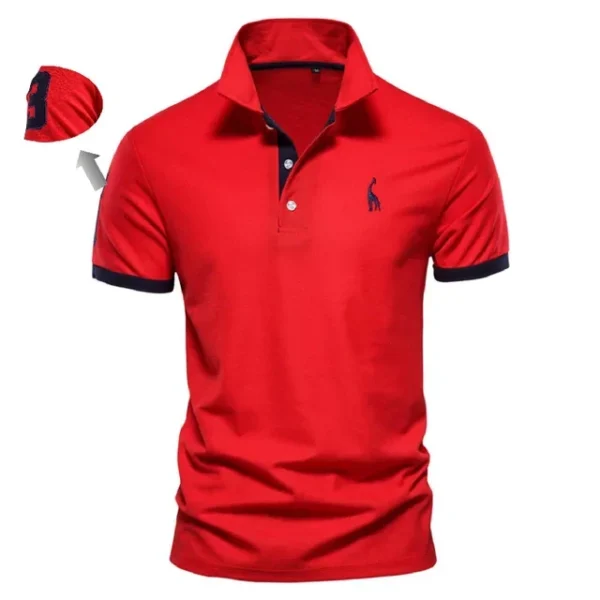 526529817 AIOPESON Men's Embroidered Cotton Polo Shirt: Slim Fit Solid Color Casual Polo for Summer Fashion