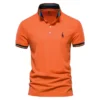 AIOPESON Men's Embroidered Cotton Polo Shirt: Slim Fit Solid Color Casual Polo for Summer Fashion