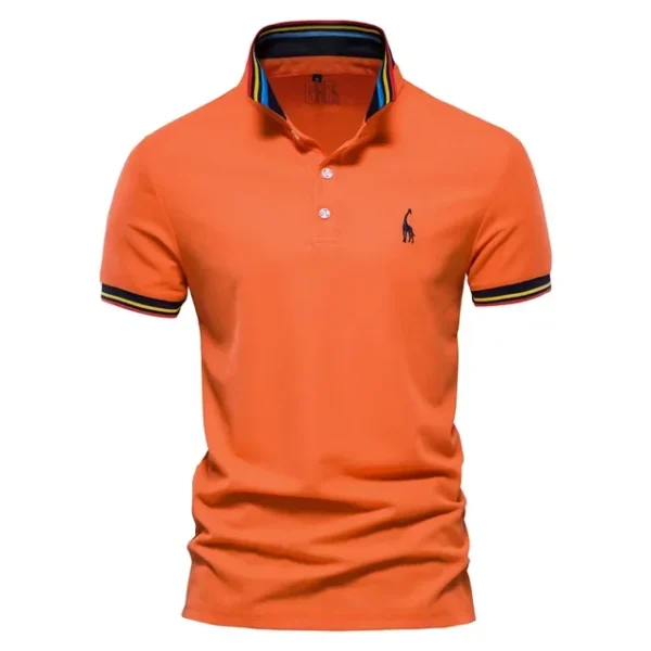 526529799 AIOPESON Men's Embroidered Cotton Polo Shirt: Slim Fit Solid Color Casual Polo for Summer Fashion