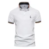 AIOPESON Men's Embroidered Cotton Polo Shirt: Slim Fit Solid Color Casual Polo for Summer Fashion