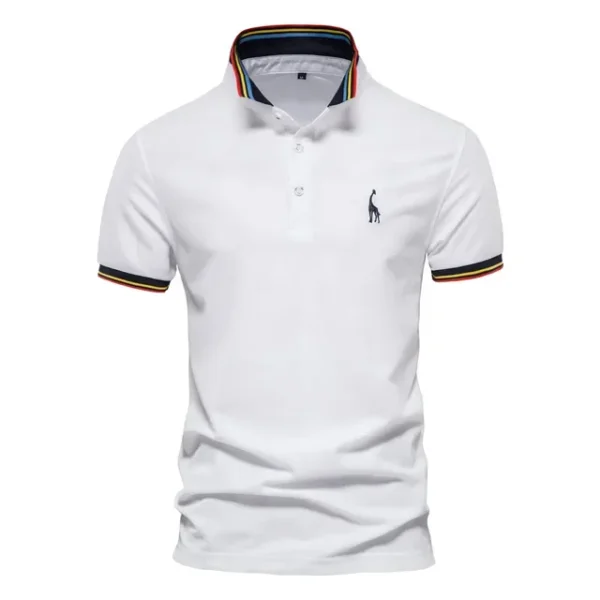 526529801 AIOPESON Men's Embroidered Cotton Polo Shirt: Slim Fit Solid Color Casual Polo for Summer Fashion