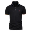 AIOPESON Men's Embroidered Cotton Polo Shirt: Slim Fit Solid Color Casual Polo for Summer Fashion