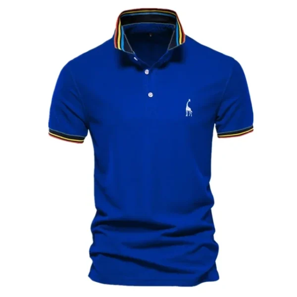 526529796 AIOPESON Men's Embroidered Cotton Polo Shirt: Slim Fit Solid Color Casual Polo for Summer Fashion