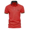AIOPESON Men's Embroidered Cotton Polo Shirt: Slim Fit Solid Color Casual Polo for Summer Fashion