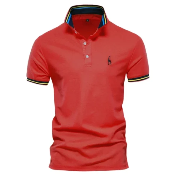 526529803 AIOPESON Men's Embroidered Cotton Polo Shirt: Slim Fit Solid Color Casual Polo for Summer Fashion
